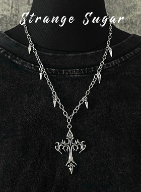 怪糖饰物集原创火焰十字合金项链
