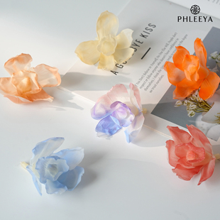 兰花永生花束高级感蝴蝶兰仿真花diy干花材料花头婚庆摄影装饰花