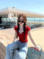 Q女家 可露丽甜莓/显白超绝！亲肤天丝莫代尔修身T恤红色上衣夏季 thumbnail 2