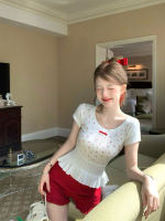 Q Girl's Cherry Raspberry/Korean-style girlish knitted round-neck printed T-shirt top thumbnail 4