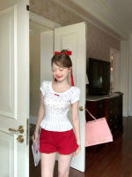 Q Girl's Cherry Raspberry/Korean-style girlish knitted round-neck printed T-shirt top thumbnail 3