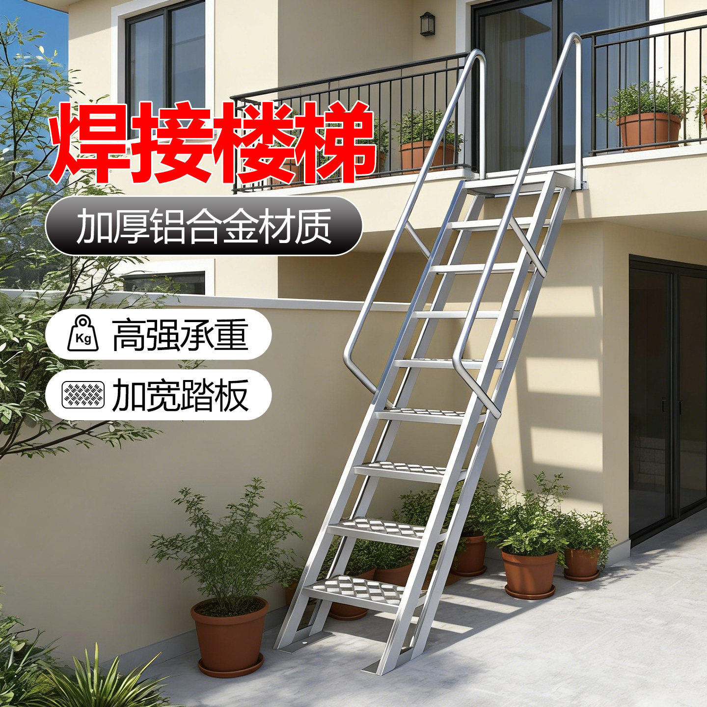 百佳宜铝合金折叠梯家用便携式户外登高梯全焊接20cm踏板加厚承重,居家日用,家用梯,淘宝优惠券,粉丝福利购,淘宝优惠卷