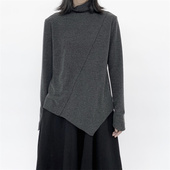肆野暗黑日系小众设计感不规则拼接磨毛保暖显瘦不起球打底衫