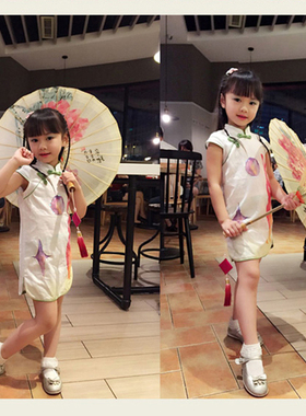 儿童汉服手绘油纸伞防雨防晒