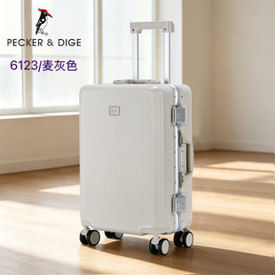 广州啄木鸟铝框拉杆箱男女2026秋专柜同款万向轮大容量轻便旅行箱