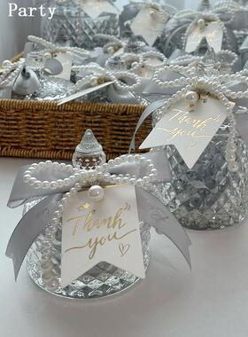 喜糖盒盒子创意结婚伴手礼喜糖罐礼品盒礼物空盒玻璃婚礼珍珠缎带