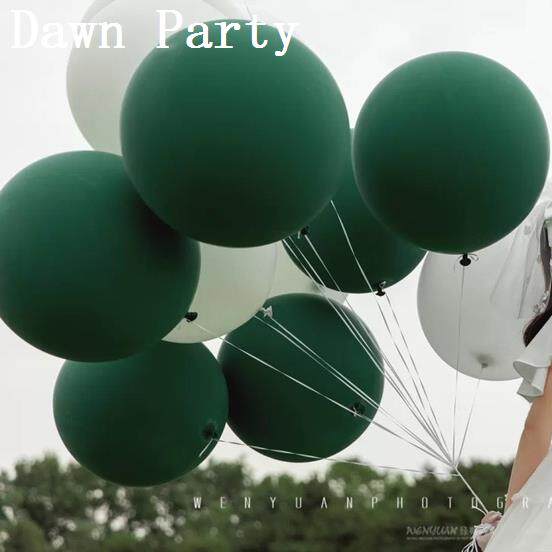 36寸墨绿纯白婚纱照气球天然进口乳胶球森系户外结婚照拍摄道具球