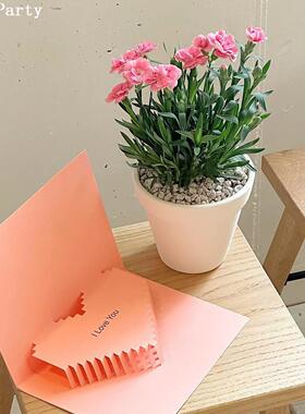 感恩表白立体花朵3d贺卡粉色爱心祝福感谢卡商务礼品外贸礼物卡