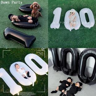 数字气球宝宝100天百日宴户外野餐装饰拍照道具布置百天照公园