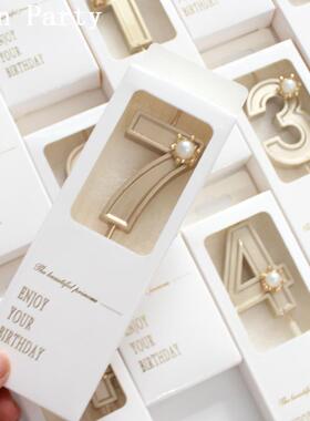 宝宝周岁生日数字蜡烛派对蛋糕装饰纪念日蜡创意珍珠蜡烛