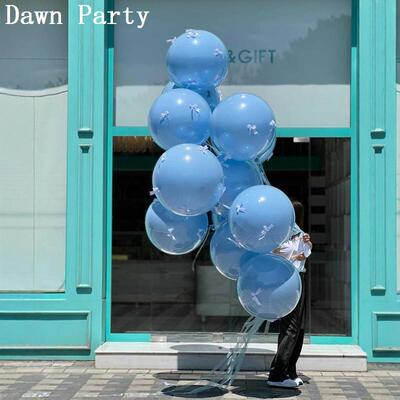 芭蕾风气球蓝色冲氦气可飘空开业气氛布置周年庆活动店铺装饰场景