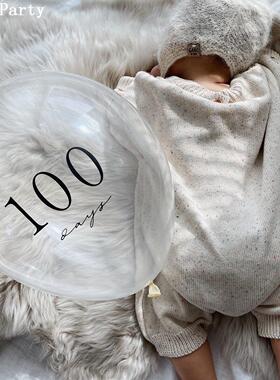 ins风简约宝宝百天拍照道具100天印字气球生日LOVE乳胶气球