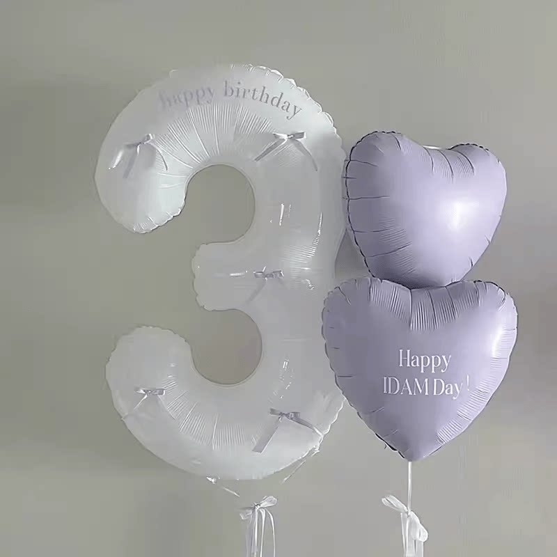 ins蝴蝶结数字气球紫色芭蕾风婚礼告白派对聚会拍照生日布置装饰