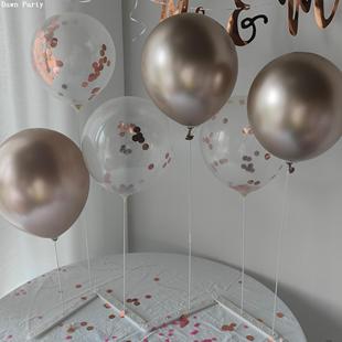婚房布置桌飘气球支架派对气球支撑架子透明拖杆路引大气球支柱