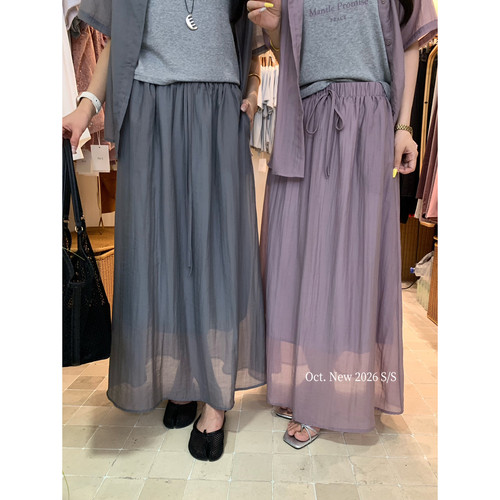 OCT/U.NI-26年夏上新休闲慵懒百搭绑带夏日必入单品半身裙33533