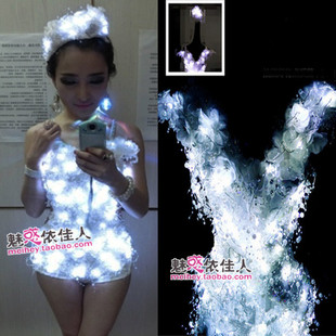 酒吧dj嘉宾女歌手ds演出服gogo领舞led发光亮片演出服爵士舞台装