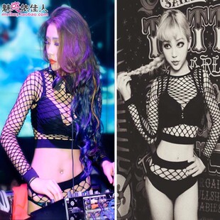 欧美酒吧舞台ds演出服新款女歌手gogo性感DJ领舞大气百搭网衣套装
