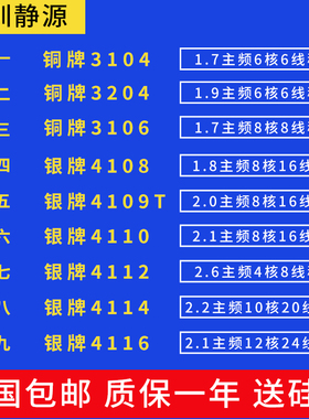 英特尔CPU 3104 3204 3106 4108 4109t 4110 4112 4114 4116 CPU