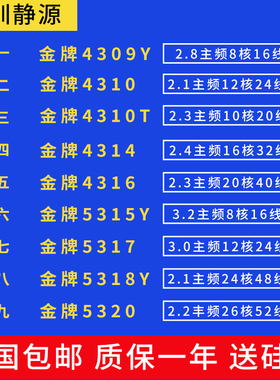Intel/英特尔4309Y 4310 4310T 4314 4316 5315Y 5317 5318Y 5320