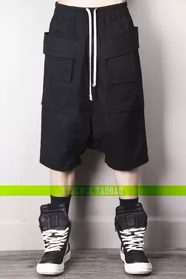 Essential Rodrk Dark Cargo Decorative Strap Harem Crotchless Loose Five-Point Shorts European and American Men's Fashion