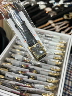 韩国品牌STACcATo进口东大门新款小众经典黑金色手表腕表可调节