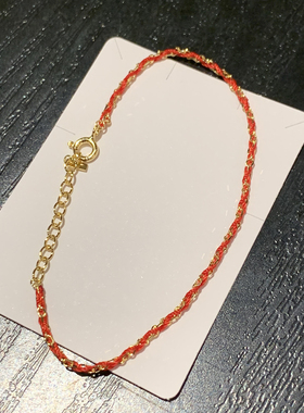 韩国进口东大门新款72W品牌红色手链纯银手绳饰品女