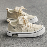 B218-2323-P75奶油生酪米色帆布星星鞋男女情侣新款厚底百搭潮鞋，男鞋帆布鞋，电商B218
