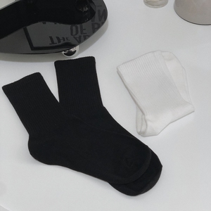 B218-W110-P15纯色棉袜3双装情侣百搭休闲吸汗基础款男女袜子学生