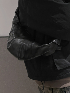 B218-B34-P50牛角包法式可颂饺子包包春夏新款男女中性斜跨PU包,运动黑色长包裙怎么搭配上衣图片