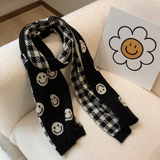 B218-WJ26-P28双面潮流男女士学生保暖围巾围脖新款2023冬天笑脸，围巾，电商B218