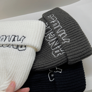 B218-M03-P25字母潮流休閑毛線帽針織帽男女加厚保暖2023圖片