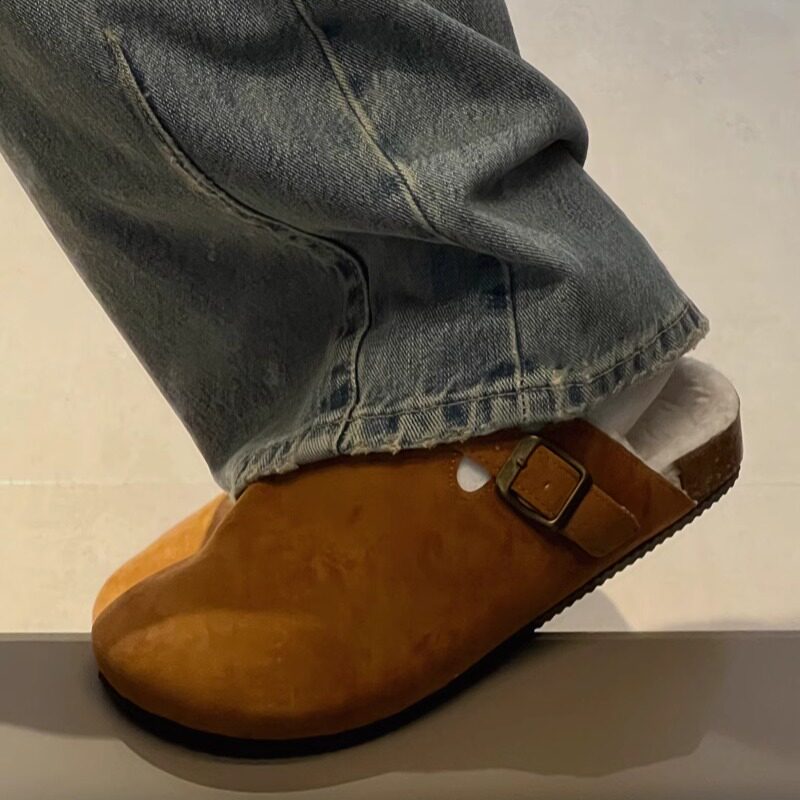 B218-TX36-P45外穿男女博肯包头加绒休闲拖鞋绒面新款2024冬天,男鞋拖鞋,星座1613（原B218）