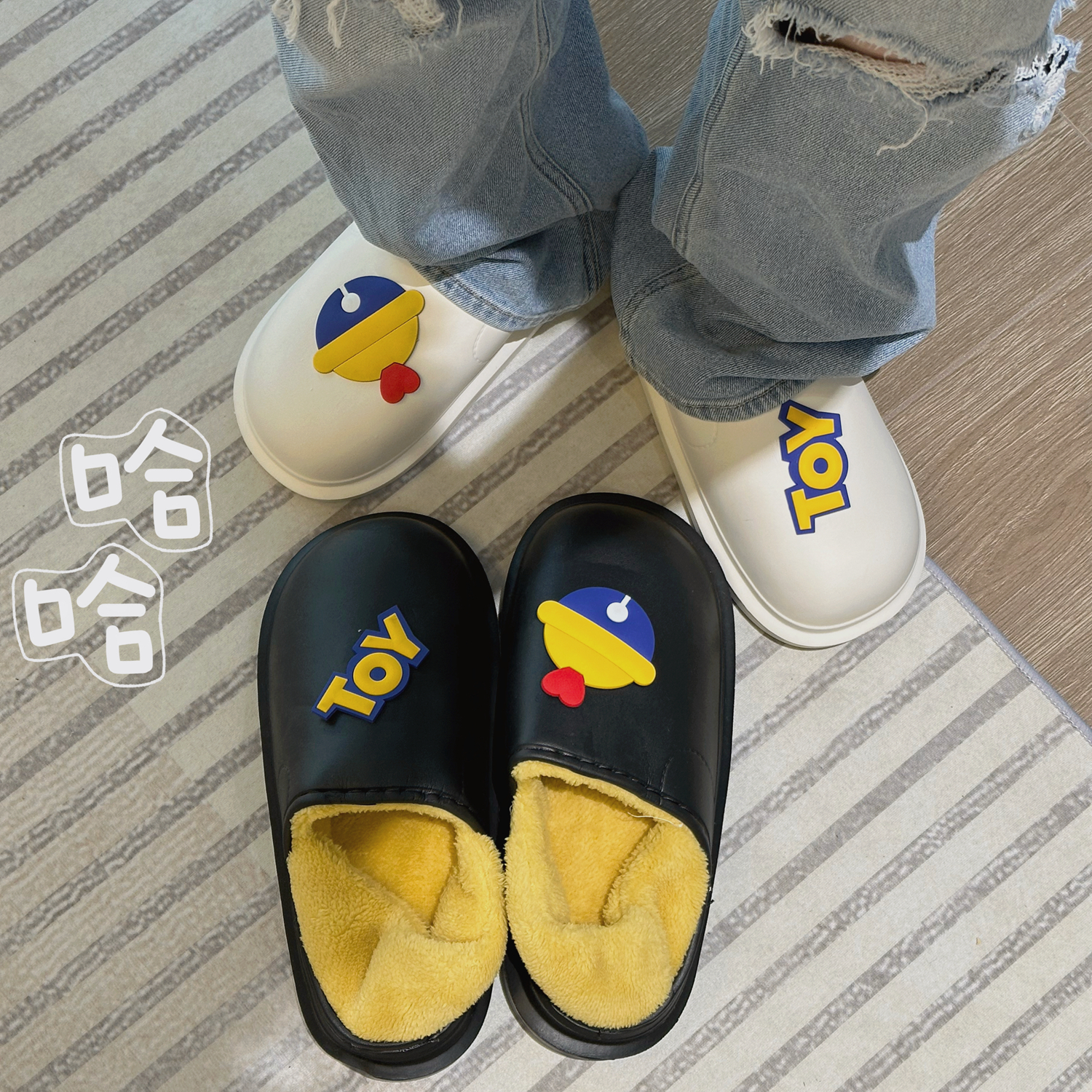 B218-TX03-P25潮流棉拖鞋新冬季叮当配色休闲棉鞋子保暖外穿防水，男鞋拖鞋，电商B218
