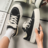 B218-1625-P55港风ins简约纯色小白鞋低帮厚底复古潮鞋帆布鞋子，男鞋帆布鞋，电商B218