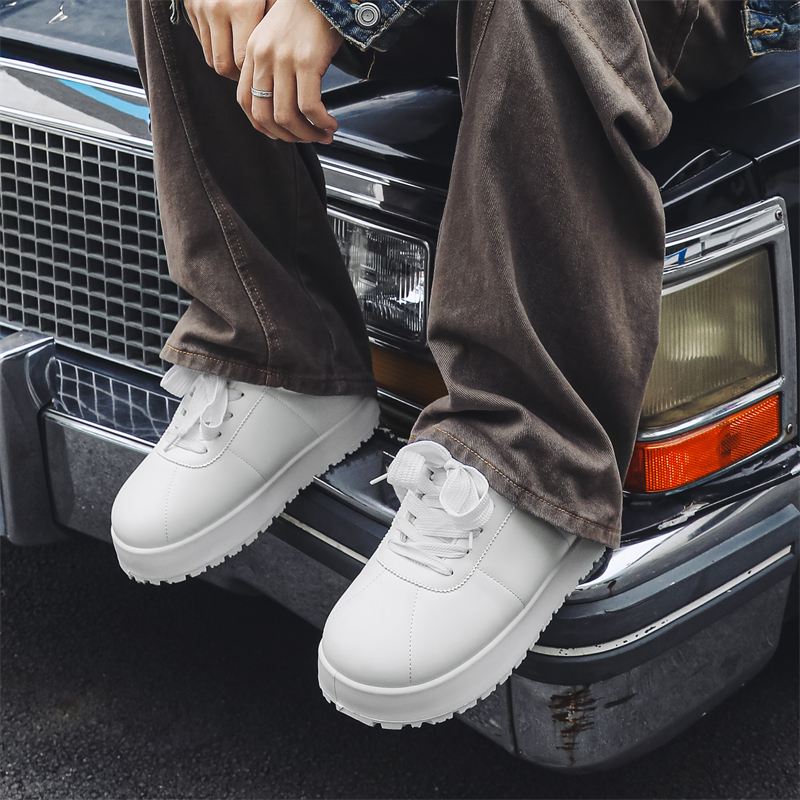 B218-2426-P80新款男士小众面包鞋潮流男鞋百搭休闲板鞋2024纯色，男鞋休闲鞋，电商B218