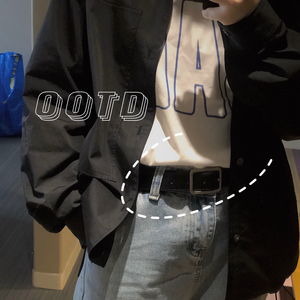 B218-PD22-P15青年针扣单圈腰带皮带男女同款长方头夏新款三色图片