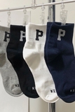 B218-W111-P18运动字母P基础简约潮流男女情侣款袜子休闲韩版中筒，袜子，电商B218