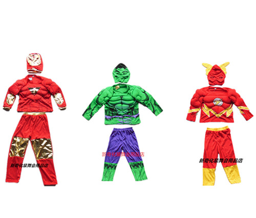 万圣节衣服绿巨人服饰闪电侠 复仇者联盟包邮肌肉儿童 钢铁侠服装