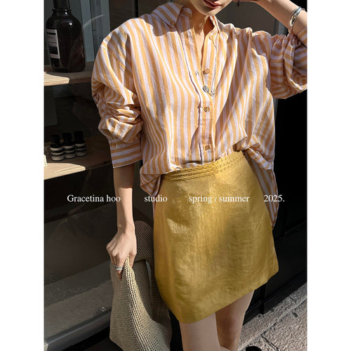 早春上新立体褶绣花慵懒随性松紧腰小A摆松弛感半身裙短裙女