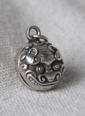 云尚服饰S925银复古DIY编绳手链有声音铃铛配件民族风貔貅吊坠