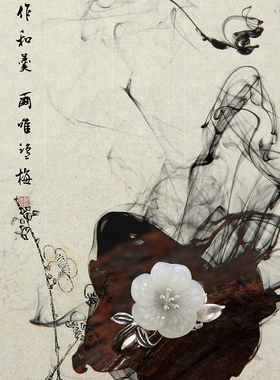 云尚服饰S925纯银y复古镶嵌和田玉白玉花朵开口 戒指指环