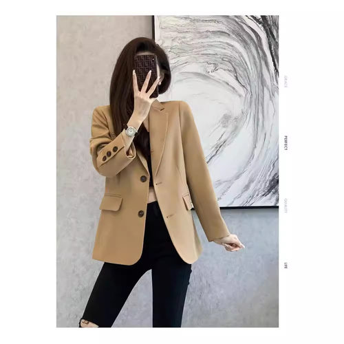 西装外套女春季2025新款气质韩版百搭小个子通勤卡其色西服上衣女