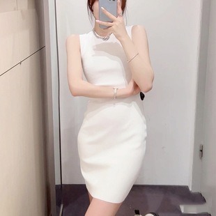 遮副乳高品质夏季新款cos风无袖修身显瘦连衣裙气质背心裙