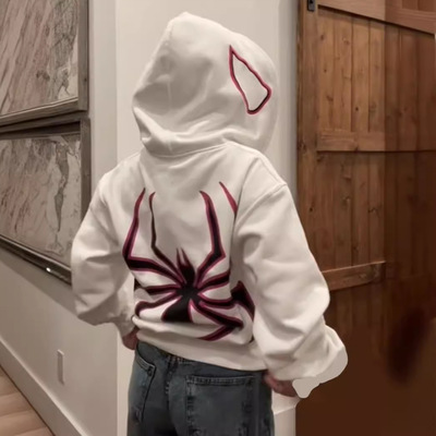 2025跨境欧美个性男女卫衣连帽衫Y2K情侣大尺寸蜘蛛侠zip hoodie