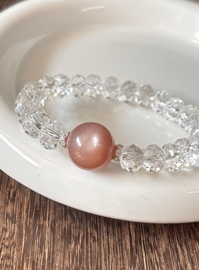 钻切白水晶手链 天然白水晶钻切手串 白水晶手链