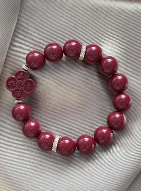 新年饰品本命年手链 天然朱砂手链 吉祥保平安手串 朱砂手串