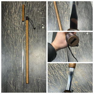 龙泉刀剑细剑手杖双手一体花梨木高锰钢镜面宝剑文玩户外未开刃