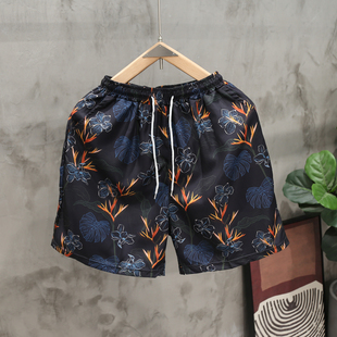 薄款 中裤 丝滑满印花短裤 沙滩海边游泳休闲运动五分裤 衩男士 夏季