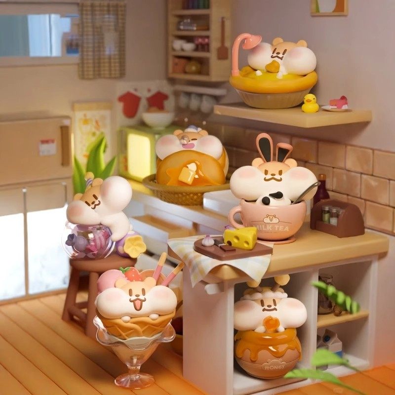 正版PLZDOT奶茶鼠“招牌甜鼠屋”系列潮玩盲盒可爱仓鼠摆件公仔礼