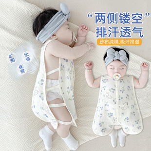 婴儿琵琶衣夏季无袖背心连体衣薄款新生儿宝宝哈衣纱布纯棉睡衣66